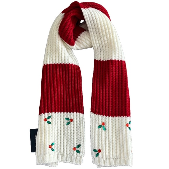 (NWT) Charter Club Women's Embellished Holly Leaves Festive Muffler Scarf OS - Picture 5 of 8